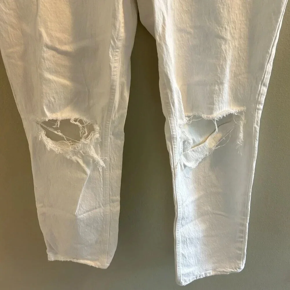 Abercrombie 90s Straight Ultra High Rise White Jeans Womens Size 32 14 Long - Picture 6 of 8